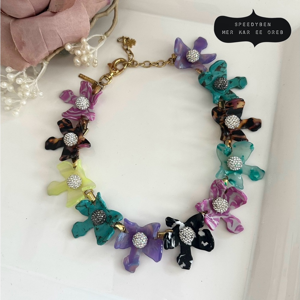 Lele Sadoughi Crystal Lily Floral Frenzy Collar Necklace